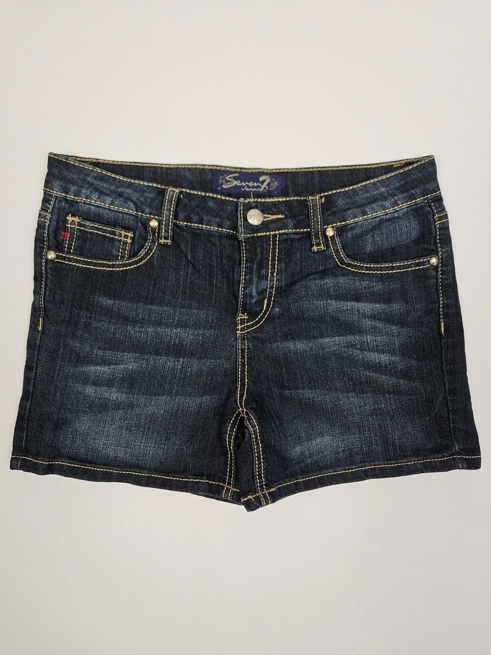 Seven7 Girls Size 14 Dark Wash Denim Shorts Stretch Jean Shorts